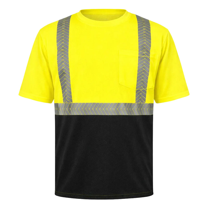 OccuNomix Type R Class 2 Hi-Vis Segmented Tape Black Bottom Short Sleeve T-Shirt, LUX-TSSP2BK, view 1 of 4