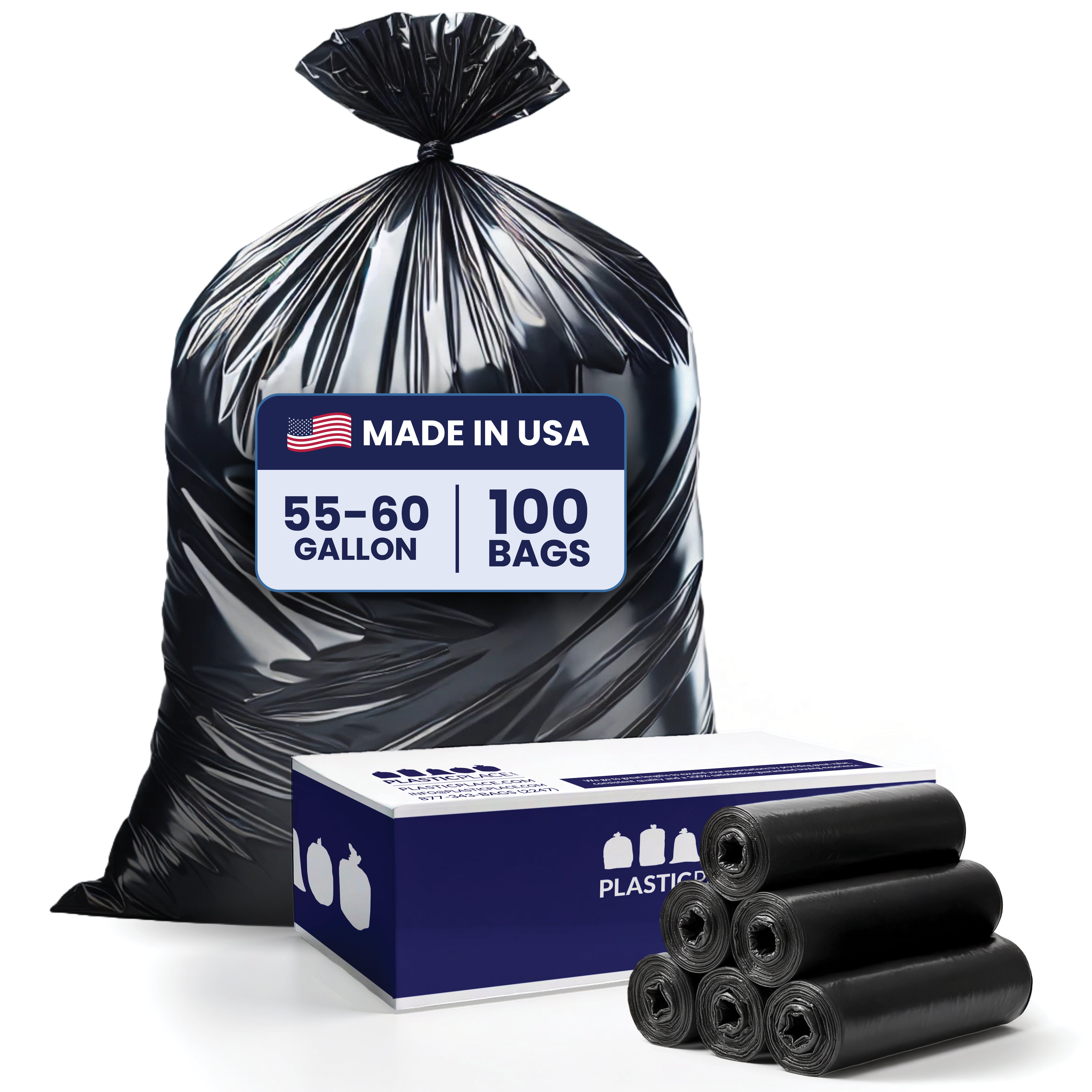 55-60 Gallon Trash Bags - Black, 100 Bags (10 Rolls of 10) - 1 Mil 55-60 Gallon Trash Bags - Black, 100 Bags (10 Rolls of 10) - 1 Mil