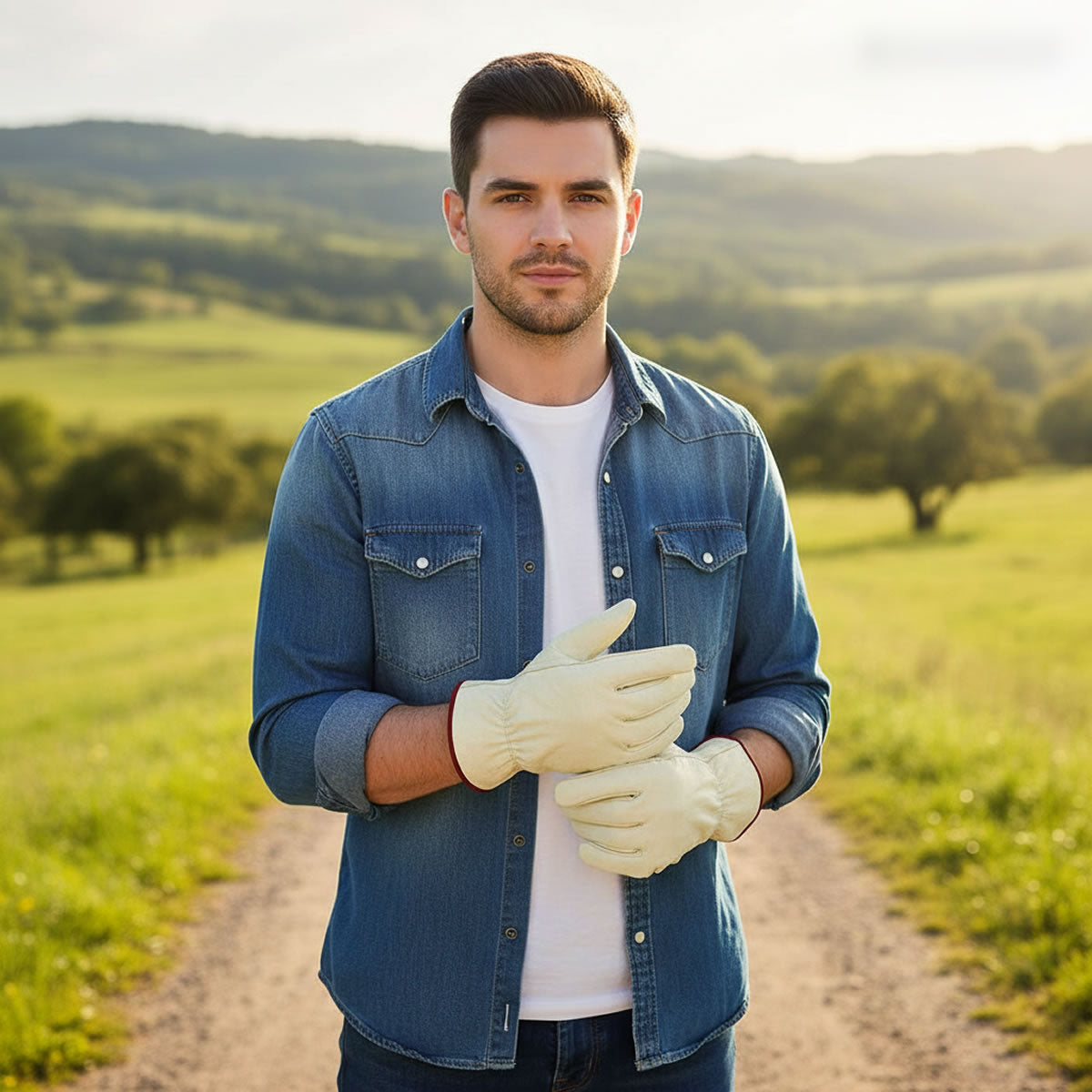 Rugged Blue GL200 Cowhide Leather Driver Gloves Rugged Blue GL200 Cowhide Leather Driver Gloves