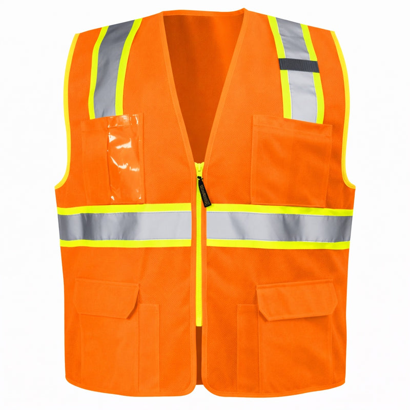 OccuNomix Type R Class 2 Hi-Vis Two-Tone Surveyor Mesh Safety Vest, LUX-ATRNSM, view 3 of 8