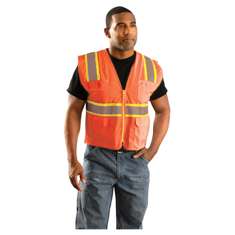 OccuNomix Type R Class 2 Hi-Vis Two-Tone Surveyor Mesh Safety Vest, LUX-ATRNSM, view 8 of 8