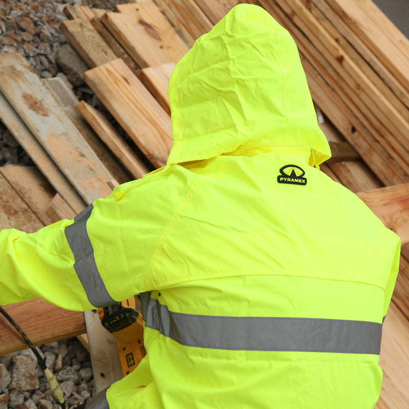 Pyramex RRWJ31 Type R Class 3 Hi-Vis Waterproof Rain Jacket, view 2 of 5