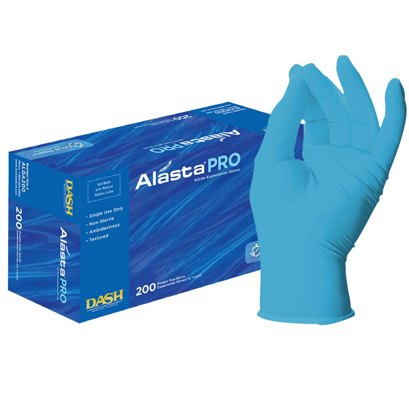 DASH Alasta Pro Nitrile Disposable Exam Grade Disposable Gloves, Blue, 3 mil, Box of 200, view 1 of 12