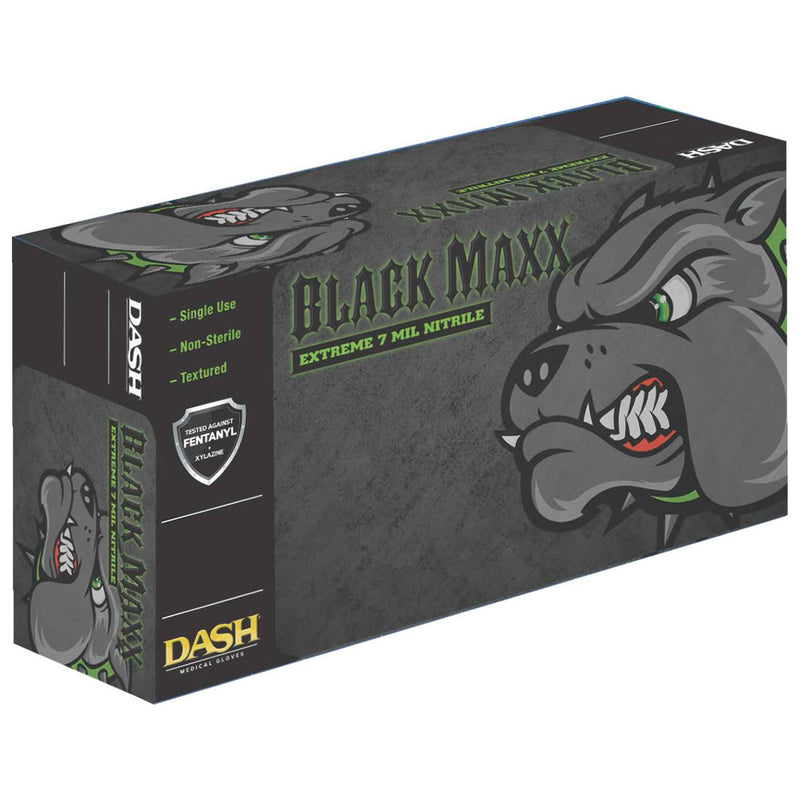 DASH Black Maxx Extreme Nitrile Disposable Exam Grade Disposable Gloves, Black, 7 mil, Box of 100, view 7 of 10