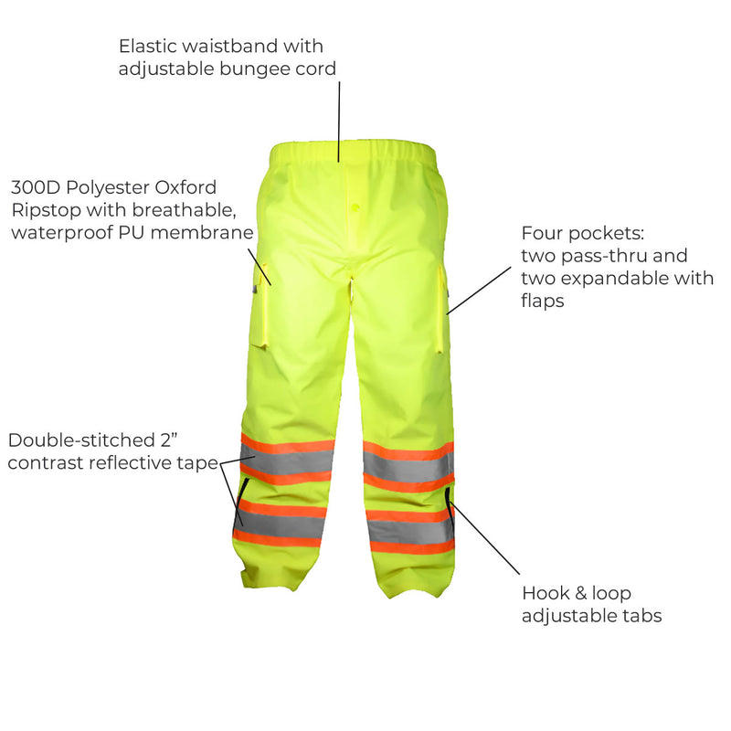 Occunomix Hi-Vis Class E 2-Tone Breathable Rain Pant, SP-RS2P, view 4 of 5