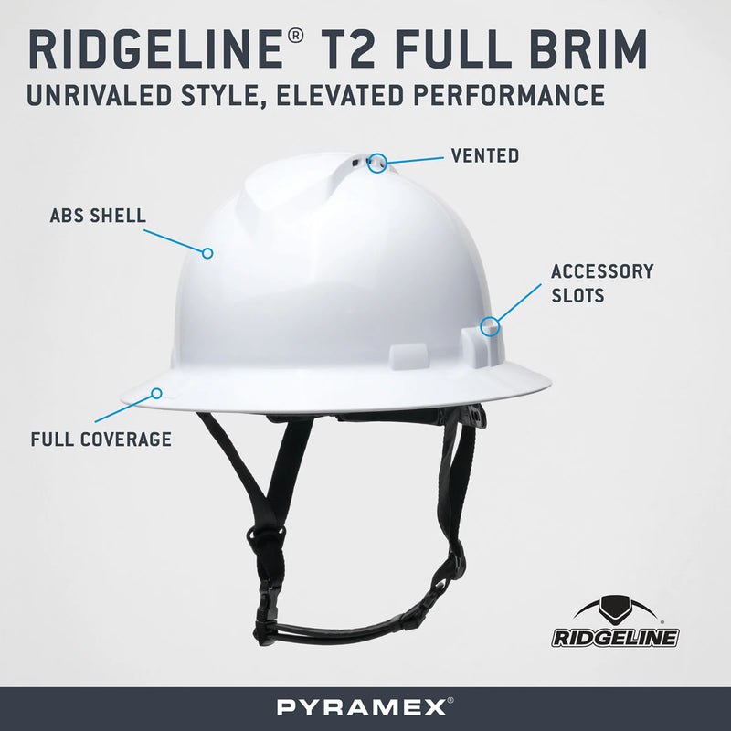 Pyramex Ridgeline T2 Type 2 Full Brim Vented Hard Hat, view 2 of 22