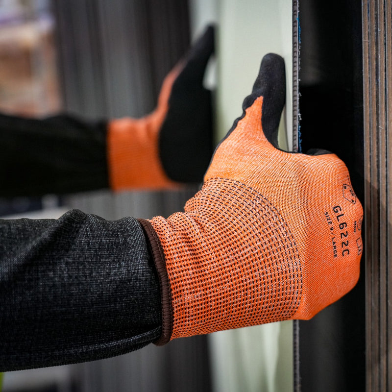 Pyramex GL622C Hi-Vis A6 Cut Micro-Foam Nitrile Dipped Gloves, Hi-Vis Orange/Black, view 2 of 3
