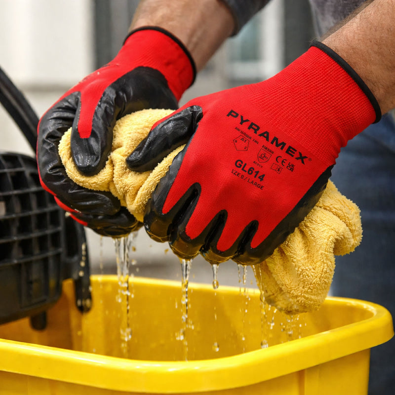 Pyramex GL614 A1 Cut Nitrile Dipped Gloves, Red, view 3 of 3
