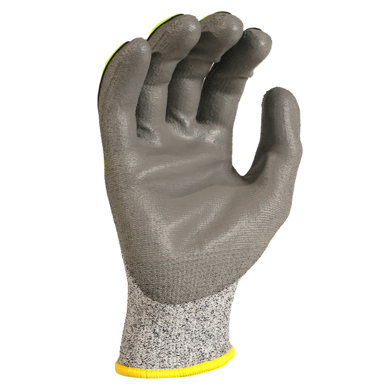 Pyramex GL402CB A4 Cut Polyurethane Dipped Level 1 Impact Gloves, Grey/Hi-Vis Lime, view 2 of 6