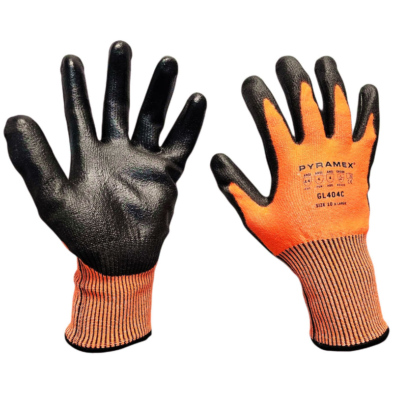 Pyramex GL404C Hi-Vis A4 Cut Polyurethane Coated Gloves, Hi-Vis Orange, view 2 of 6