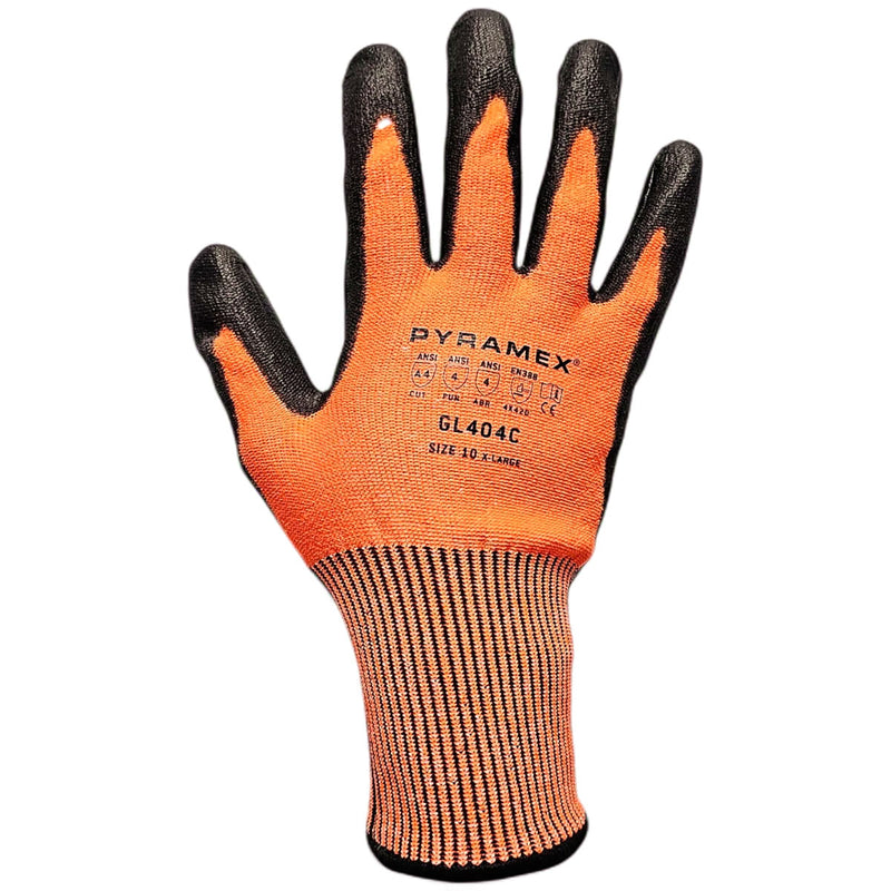 Pyramex GL404C Hi-Vis A4 Cut Polyurethane Coated Gloves, Hi-Vis Orange, view 4 of 6