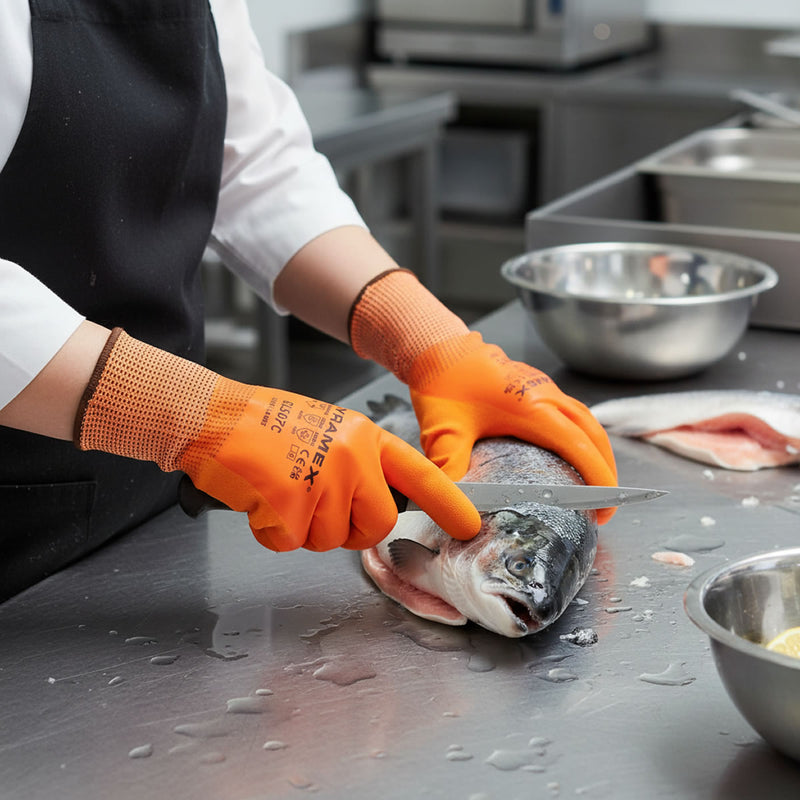 Pyramex GL507C Insulated A4 Cut Double Dipped Sandy Latex Coated Gloves, Orange, view 3 of 3