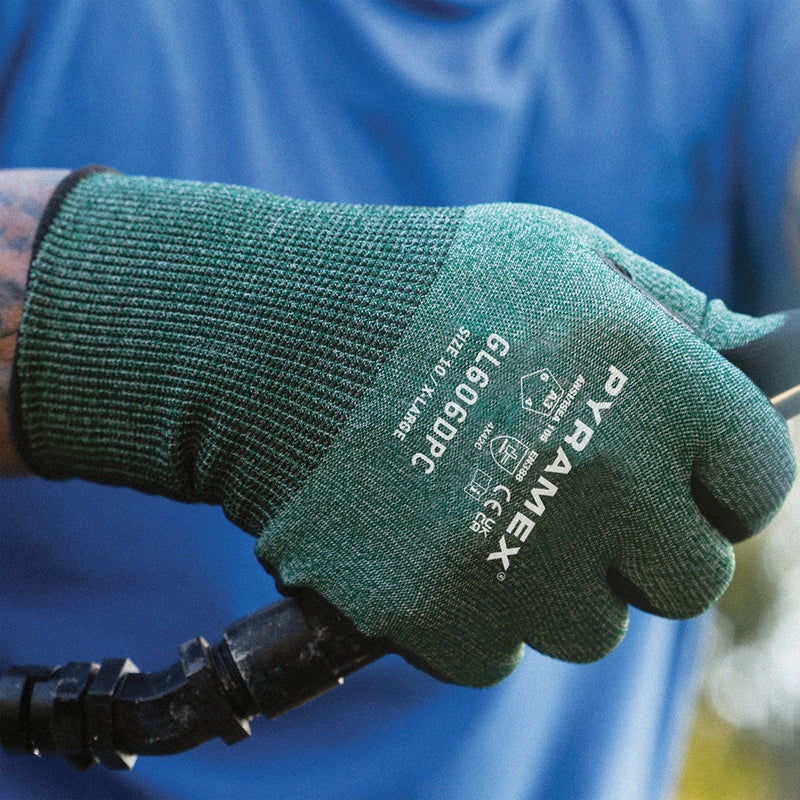 Pyramex GL606DPC A3 Cut Micro-Foam Dotted Nitrile Coated Gloves, Green, view 2 of 2