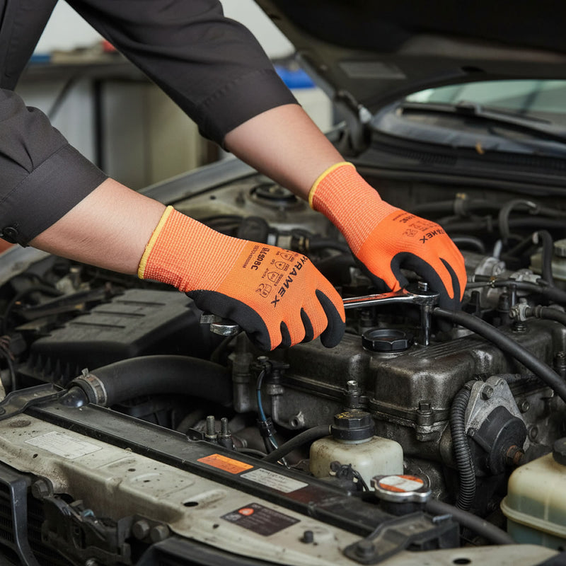 Pyramex GL608C A6 Micro-Foam Sandy Nitrile Dipped Gloves, Hi-Vis Orange, view 2 of 3