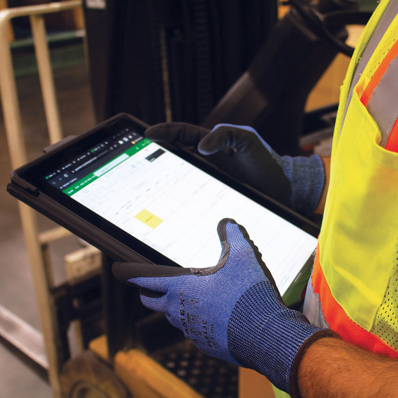 Pyramex Safety GL613C Touchscreen A4 Cut Micro-Foam Nitrile Dipped Gloves, Blue, view 7 of 8