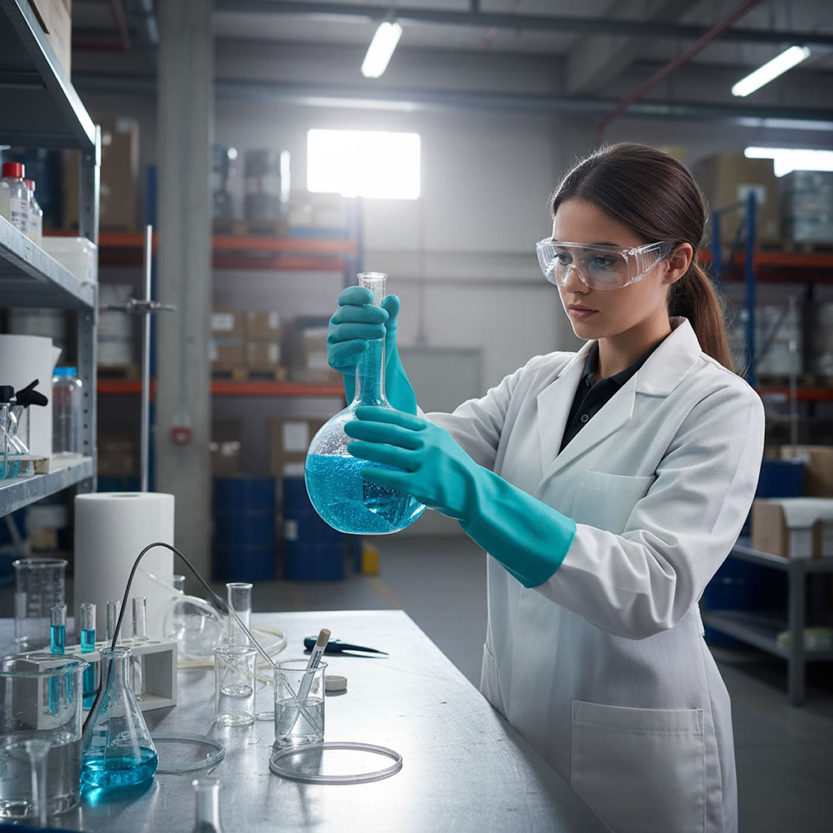 Rugged Blue GL620 Flock Lined Chemical Resistant Gloves, Green, 12 Pairs Rugged Blue GL620 Flock Lined Chemical Resistant Gloves, Green, 12 Pairs