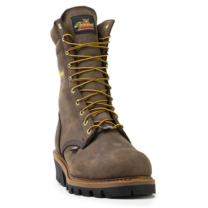 Thorogood Men's Logger Series 9" Waterproof Steel Toe Boots, 804-3555, Brown Stud Horse, view 6 of 11