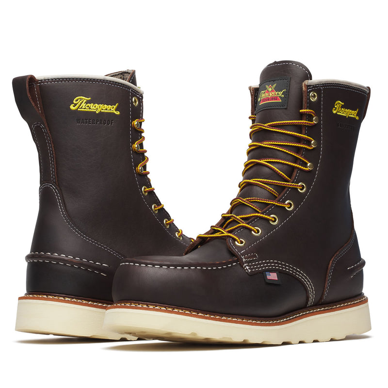 Thorogood Men's 1957 Series 8" Moc Toe MAXWear Wedge™ Waterproof Safety Toe Boots, 804-3800, Briar Pitstop, view 3 of 10