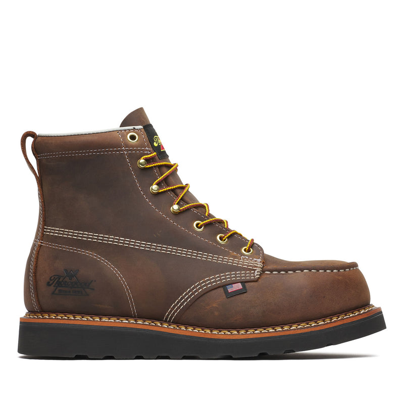 Thorogood Men's American Heritage 6" Moc Toe Black MAXWear Wedge™ Safety Toe Boots, 804-4135, Crazy Horse, view 2 of 7