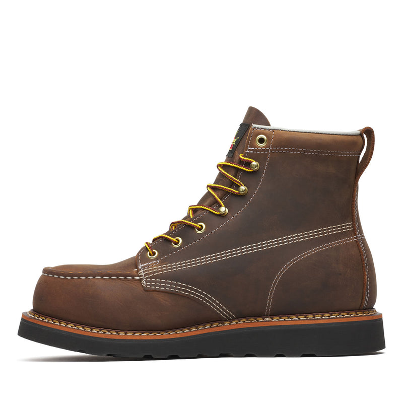 Thorogood Men's American Heritage 6" Moc Toe Black MAXWear Wedge™ Safety Toe Boots, 804-4135, Crazy Horse, view 4 of 7