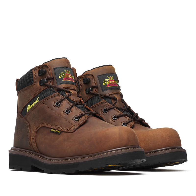 Thorogood Men's Jobsite Series 6" Waterproof Safety Toe Boots, 804-4143, Crazy Horse Brown, view 1 of 13