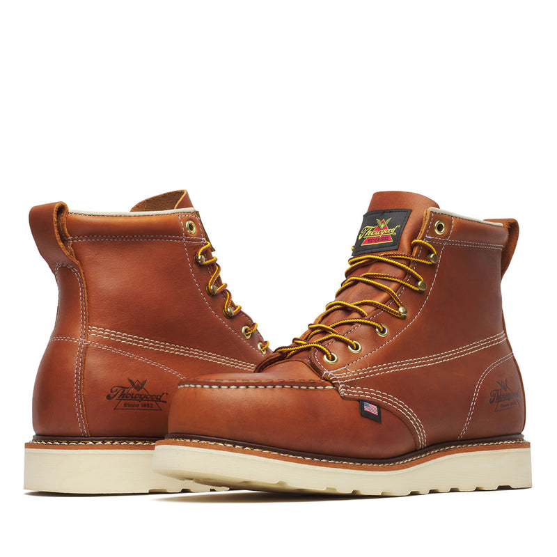 Thorogood Men's American Heritage 6" Moc Toe MAXWear Wedge™ Safety Toe Boots, 804-4200, Tobacco, view 3 of 10