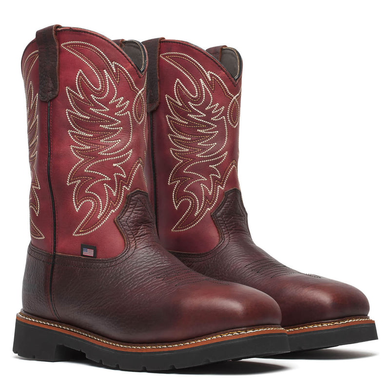 Thorogood Men's Western Work 11" Waterproof Safety Toe Boots, 804-4322, Crimson
