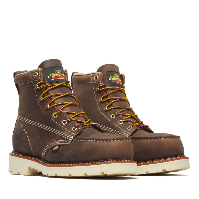 Thorogood Men's American Heritage 6" Trail Moc Toe MAXWear 90™ Safety Toe Boots, 804-4375, Crazy Horse