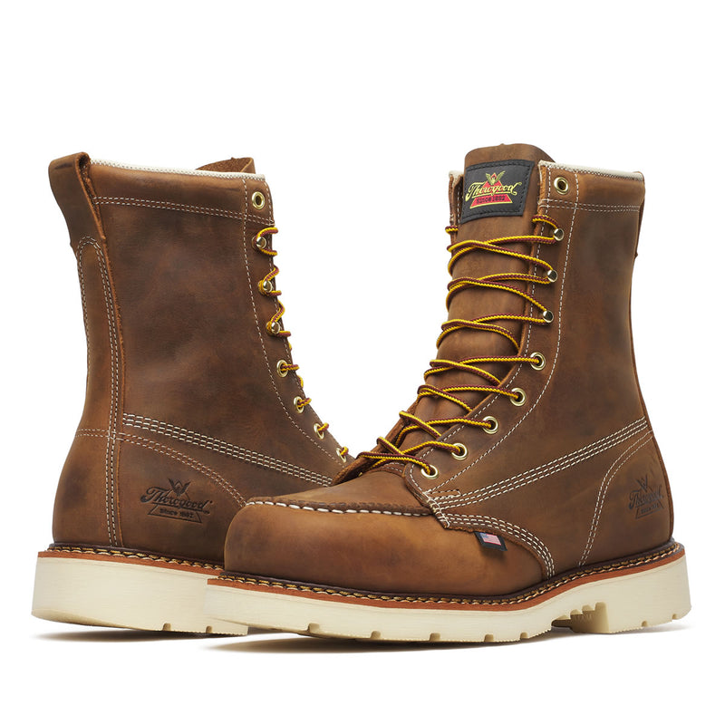 Thorogood Men's American Heritage 8" Trail Moc Toe MAXWear 90™ Safety Toe Boots, 804-4378, Crazy Horse, view 4 of 12