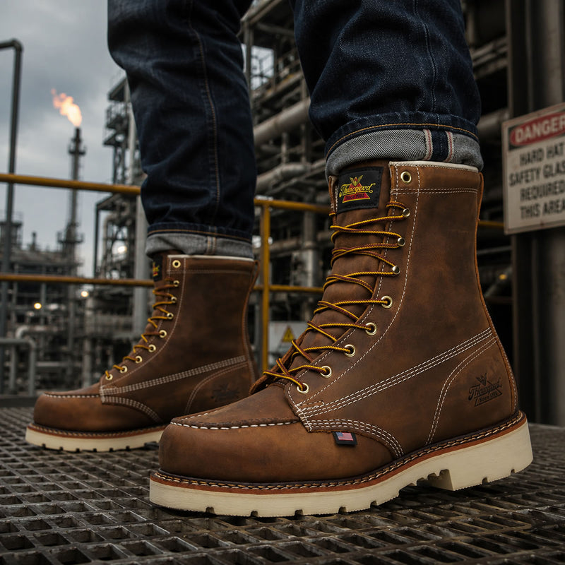 Thorogood Men's American Heritage 8" Trail Moc Toe MAXWear 90™ Safety Toe Boots, 804-4378, Crazy Horse, view 12 of 12