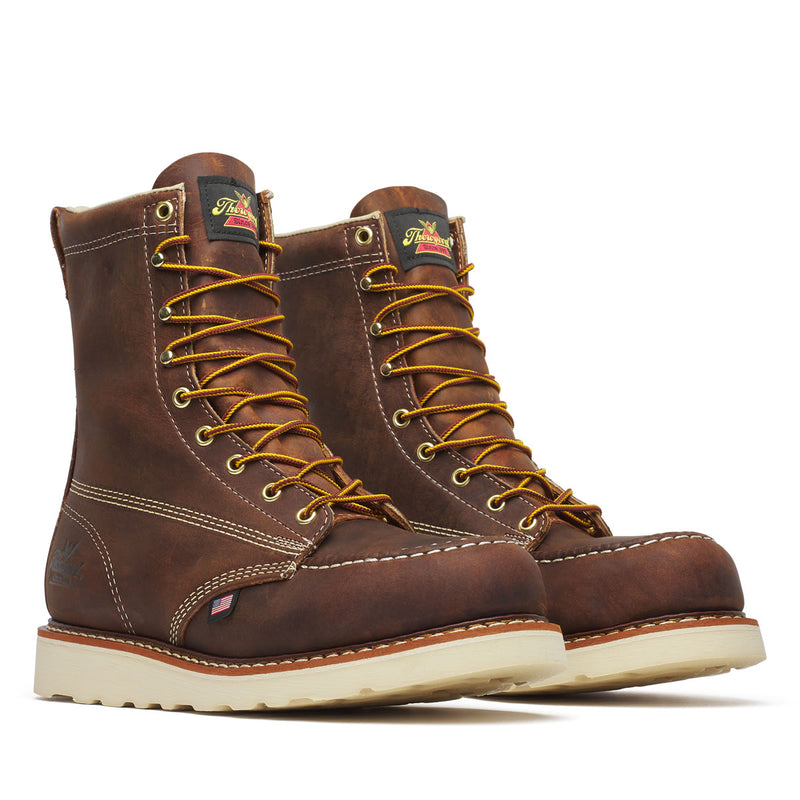 Thorogood Men's American Heritage 8" Trail Moc Toe MAXWear Wedge™ Safety Toe Boots, 804-4478, Crazy Horse