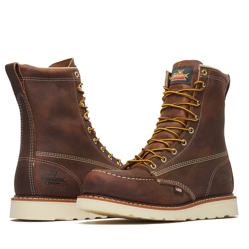 Thorogood Men's American Heritage 8" Trail Moc Toe MAXWear Wedge™ Safety Toe Boots, 804-4478, Crazy Horse, view 3 of 9