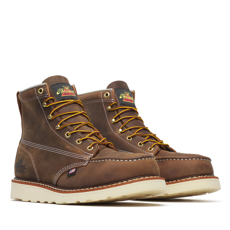 Thorogood Men's American Heritage 6" Trail Moc Toe MAXWear Wedge™ Safety Toe Boots, 804-4575, Crazy Horse