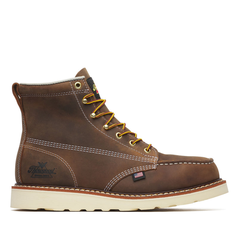 Thorogood Men's American Heritage 6" Trail Moc Toe MAXWear Wedge™ Safety Toe Boots, 804-4575, Crazy Horse, view 2 of 10