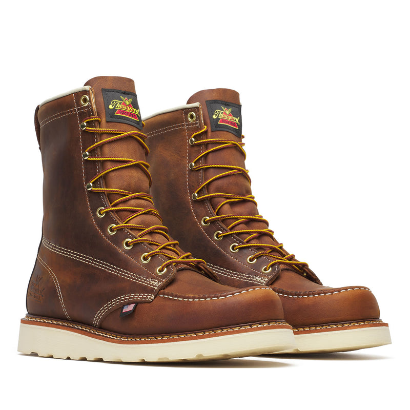 Thorogood Men's American Heritage 8" Trail Moc Toe MAXWear Wedge™ Soft Toe Boots, 814-4178, Crazy Horse