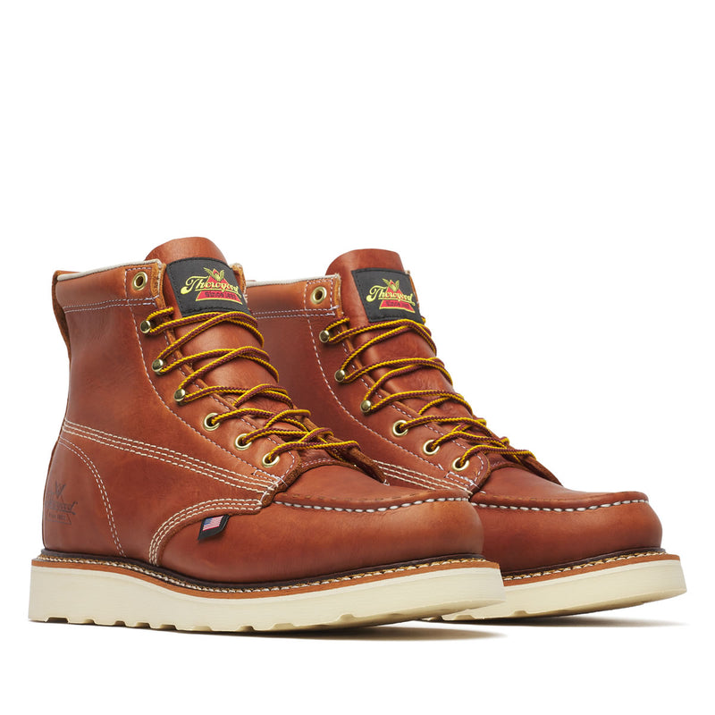 Thorogood Men's American Heritage 6" Moc Toe MAXWear Wedge™ Soft Toe Boots, 814-4200, Tobacco