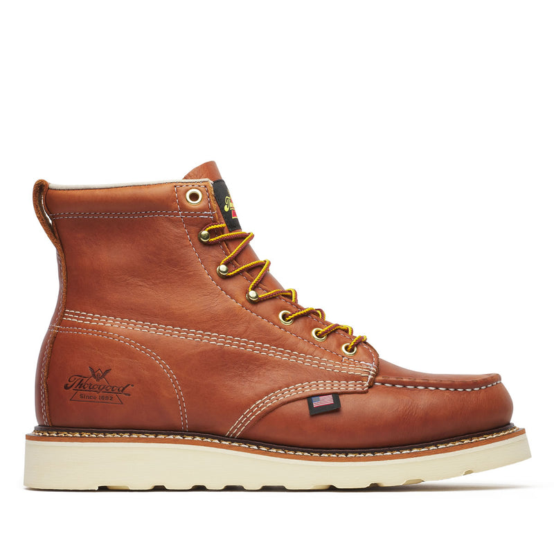 Thorogood Men's American Heritage 6" Moc Toe MAXWear Wedge™ Soft Toe Boots, 814-4200, Tobacco, view 2 of 13