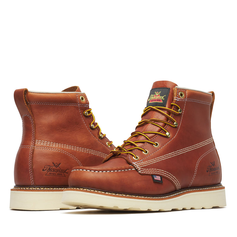 Thorogood Men's American Heritage 6" Moc Toe MAXWear Wedge™ Soft Toe Boots, 814-4200, Tobacco, view 3 of 13
