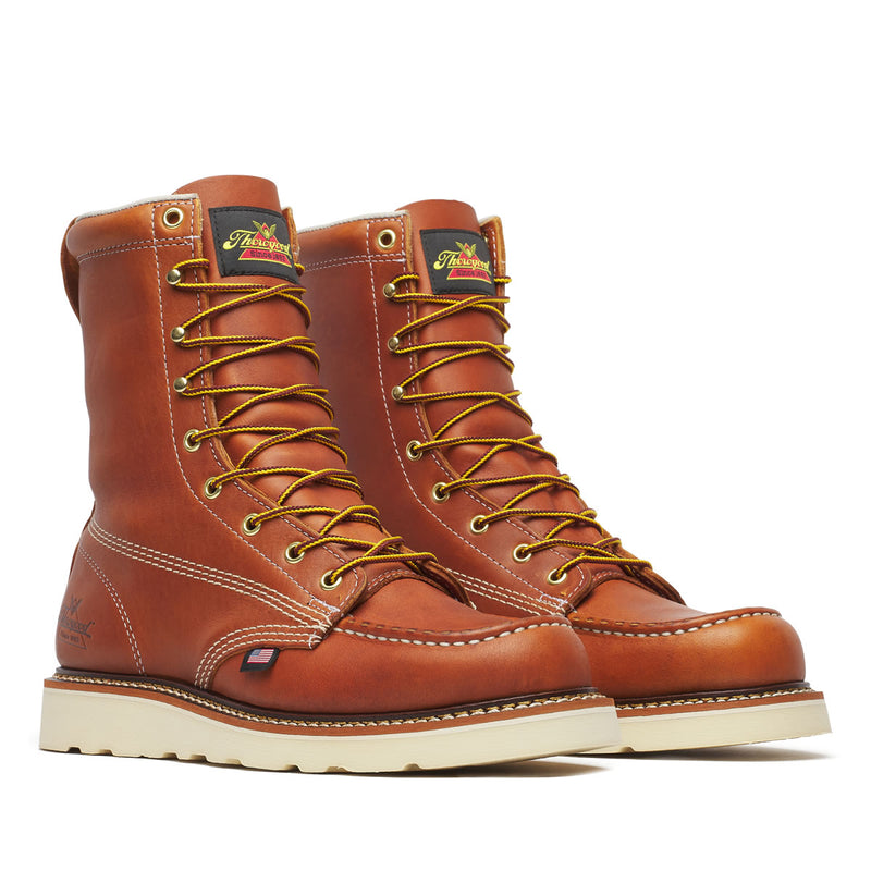 Thorogood Men's American Heritage 8" Moc Toe MAXWear Wedge™ Soft Toe Boots, 814-4201, Tobacco