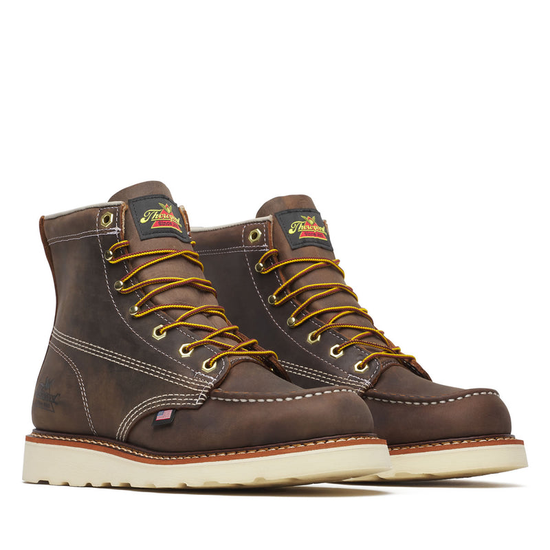 Thorogood Men's American Heritage 6" Trail Moc Toe MAXWear Wedge™ Soft Toe Boots, 814-4203, Crazy Horse