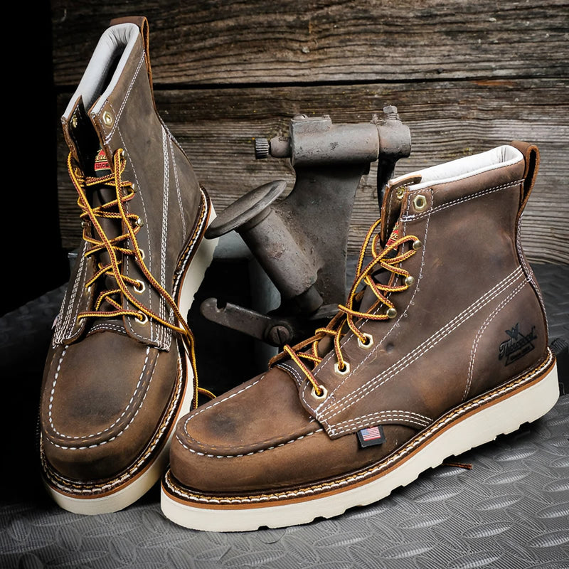Thorogood Men's American Heritage 6" Trail Moc Toe MAXWear Wedge™ Soft Toe Boots, 814-4203, Crazy Horse, view 10 of 10