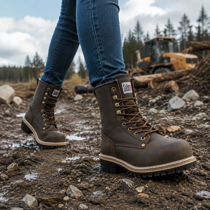 Safety Girl Women's 8" Logger Boots - Dark Brown, view 8 of 9