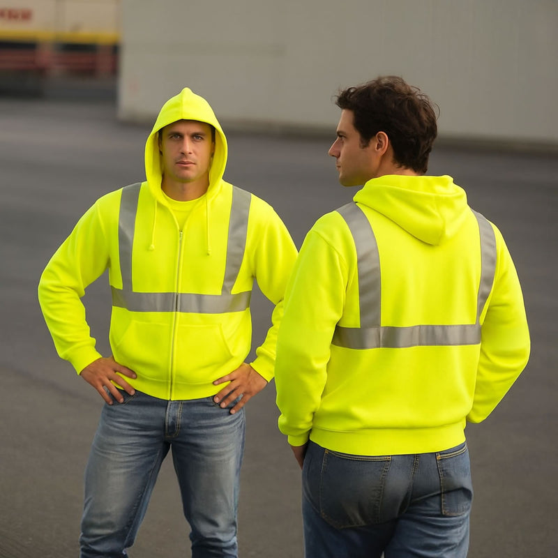 OccuNomix Type R Class 2 High-Vis Zip Hooded Sweatshirt - LUX-SWTLHZ, view 3 of 4