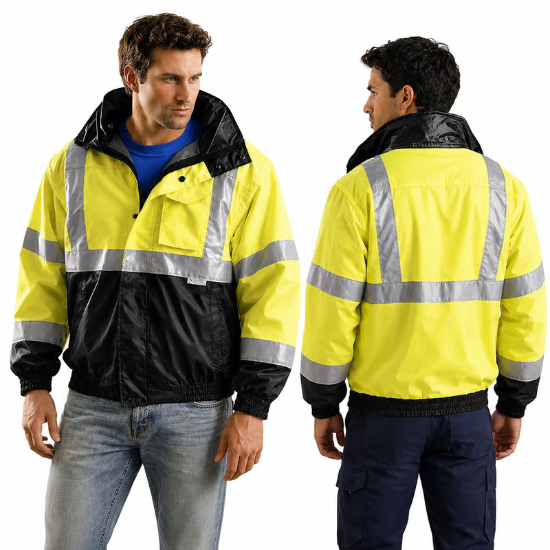 OccuNomix Type R Class 3 Hi-Vis 4-in-1 Black-Bottom Bomber Jacket, LUX-TJBJ-B, view 3 of 3