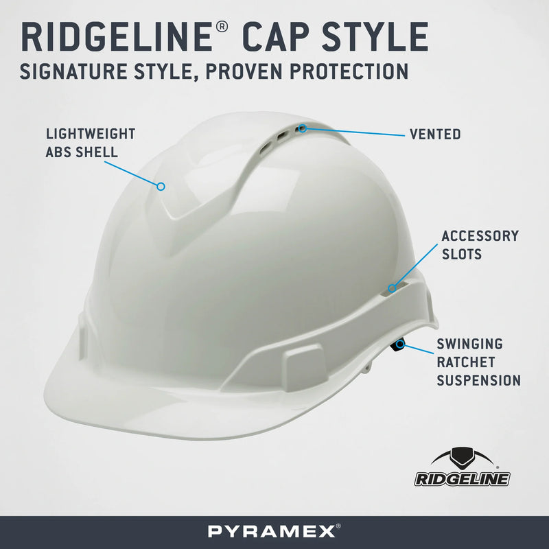 Pyramex Ridgeline Vented Cap Style Hard Hat 4-Point Ratchet Suspension, view 3 of 19