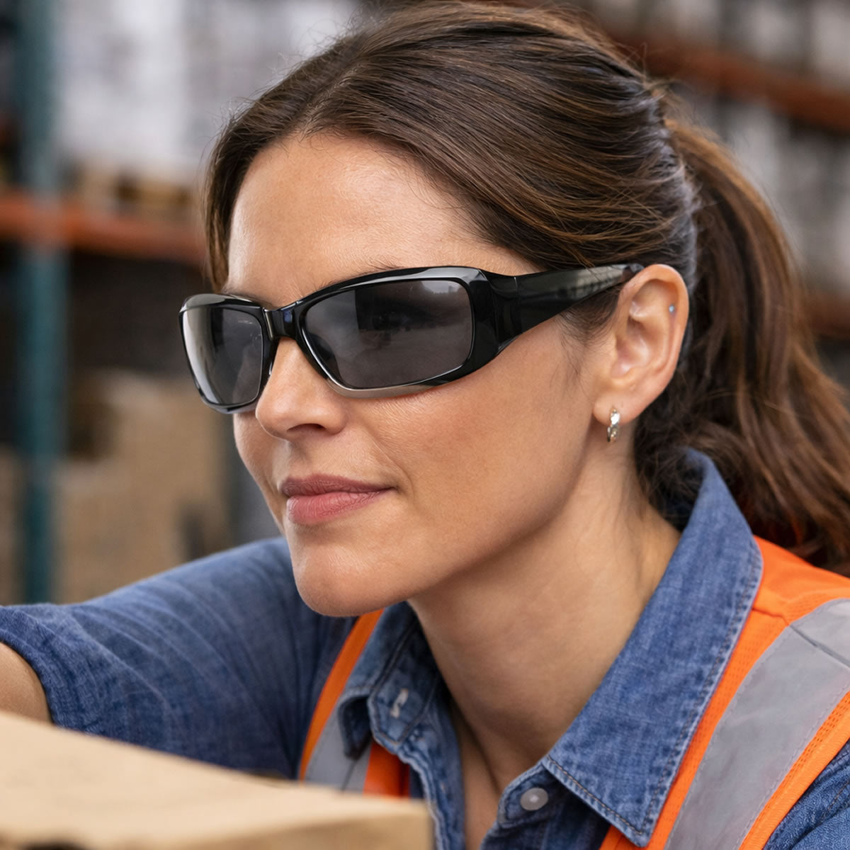 MCR Safety Crews 2 Women's Black/Clear Frame Safety Glasses - Gray Lens