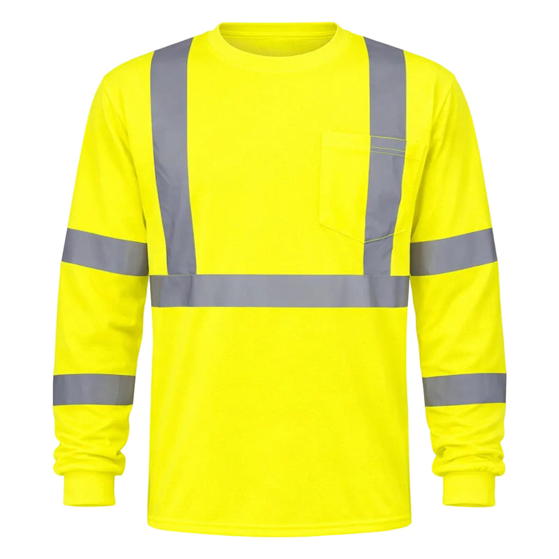 Rugged Blue Type R Class 3 Hi-Vis Long Sleeve Shirt, Hi-Vis Yellow, view 1 of 8