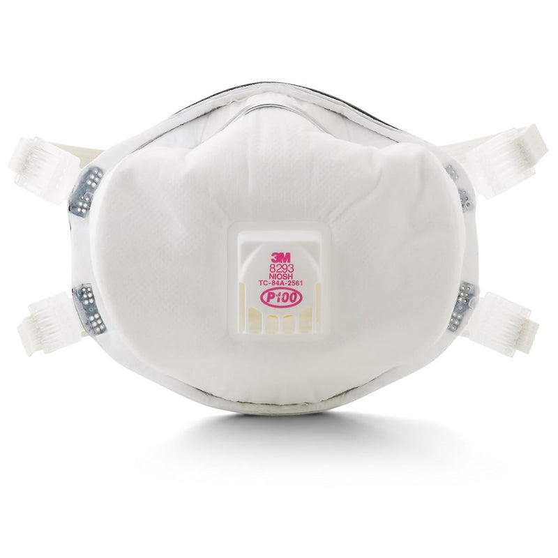 3M 8293 P100 Industrial Respirator with Valve, USA Made, White, view 2 of 8