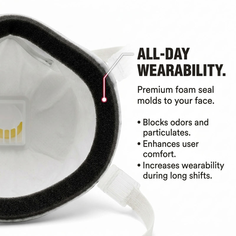 3M 8293 P100 Industrial Respirator with Valve, USA Made, White, view 8 of 8
