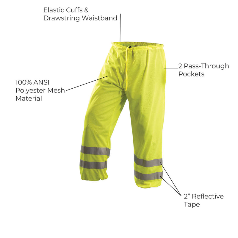 OccuNomix Class E Hi-Vis Mesh Safety Pants, LUX-TEM, view 3 of 4